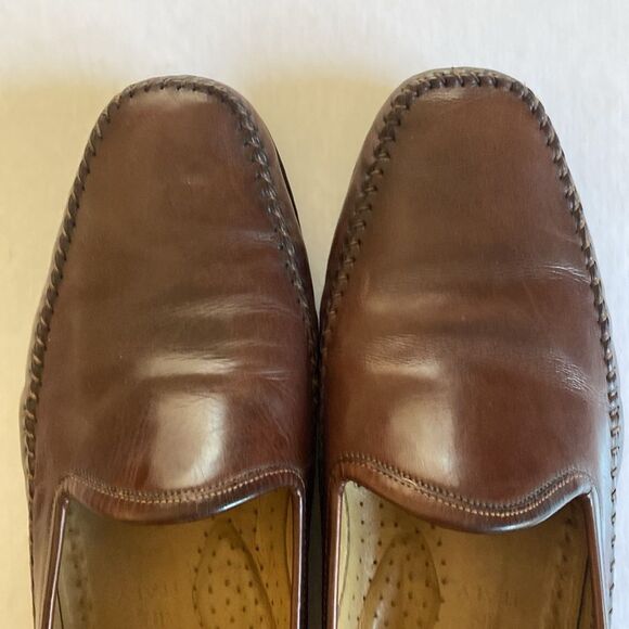 Santoni Brown Leather Penny Loafers - Picture 8 of 11